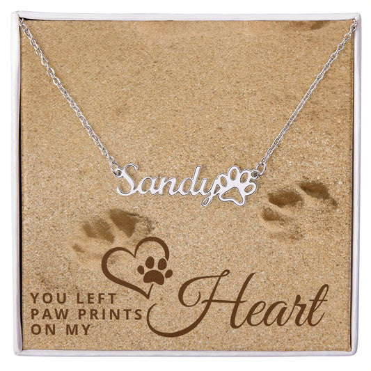 Dog Loss Sympathy Gift | Paw Prints on My Heart | Dog Mom Necklace