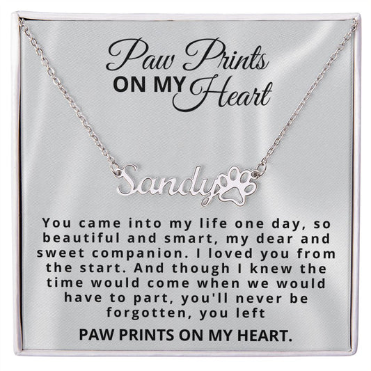 Dog Loss Sympathy Gift | Paw Prints on My Heart | Dog Mom Necklace