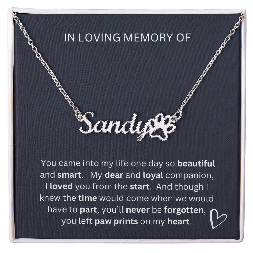 Dog Memorial Gift - Dog Name Necklace and Message Card with Poem