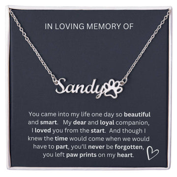 Dog Memorial Gift - Dog Name Necklace and Message Card with Poem