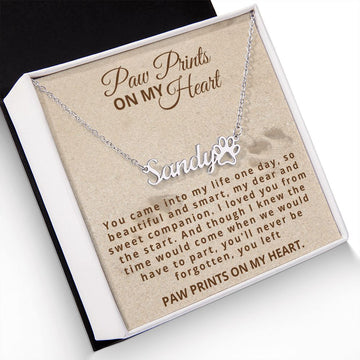 Dog Loss Sympathy Gift | Paw Prints on My Heart | Dog Mom Necklace
