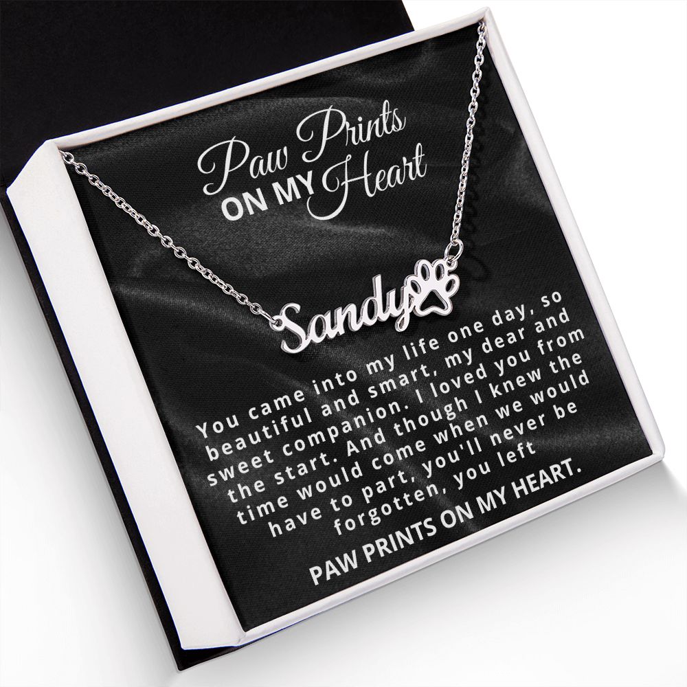 Dog Loss Sympathy Gift | Paw Prints on My Heart | Dog Mom Necklace