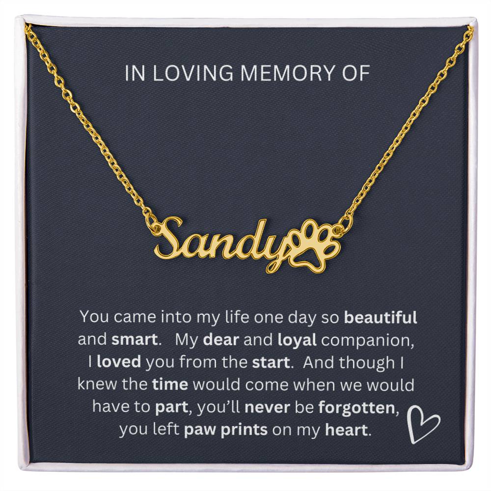 Dog Memorial Gift - Dog Name Necklace and Message Card with Poem