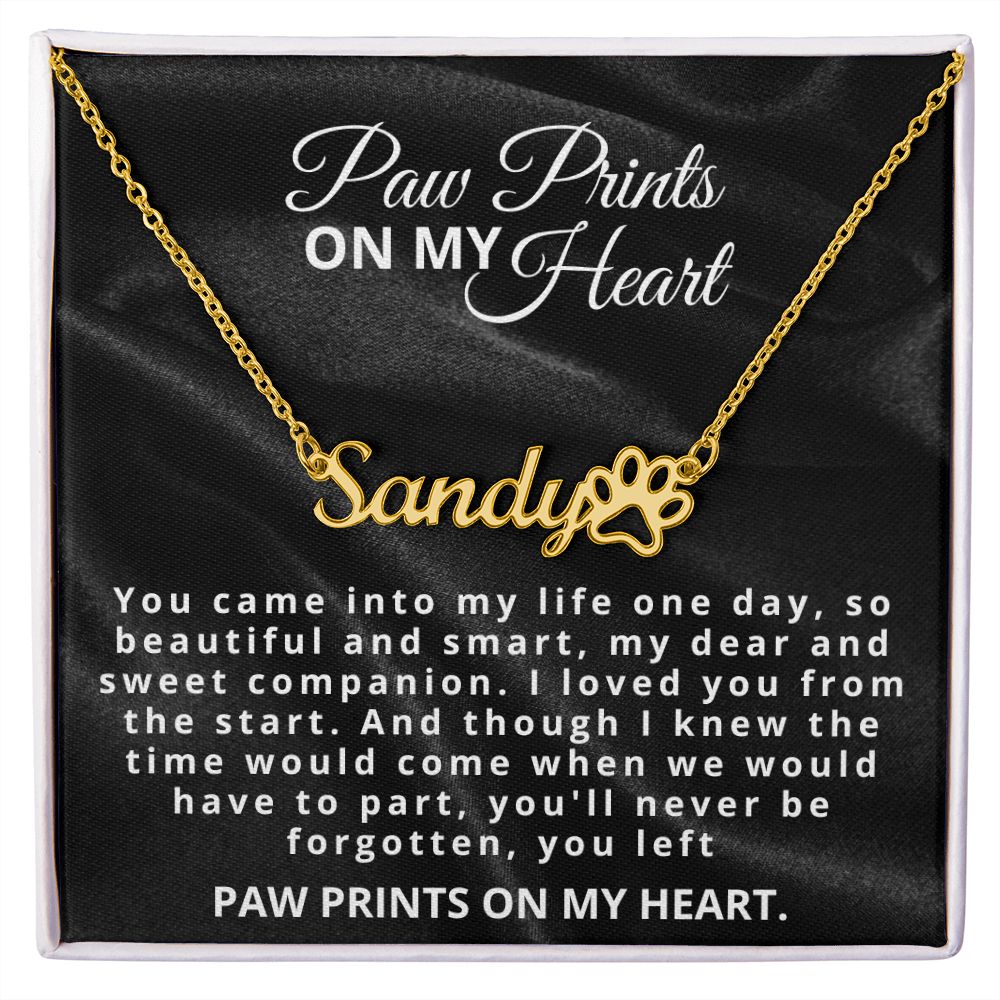 Dog Loss Sympathy Gift | Paw Prints on My Heart | Dog Mom Necklace