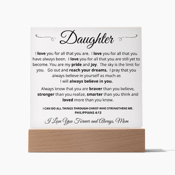 Gift for Daughter from Mom | I Believe in You | Acrylic Plaque with LED base