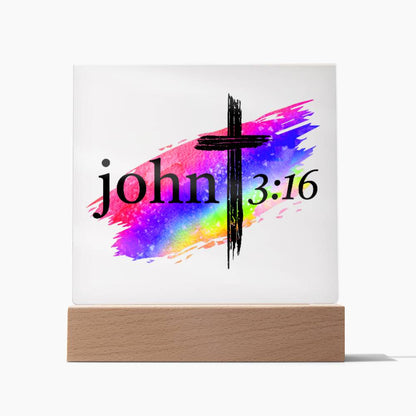 Printed Acrylic LED Night Light | John 3 16