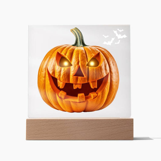 Halloween Decor Indoor | Acryliic LED Night Light | Scary Pumpkin Bats
