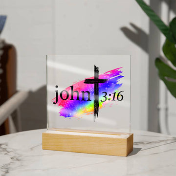Printed Acrylic LED Night Light | John 3 16