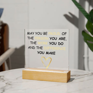 Employee Gift | Thank You Gift | Acrylic Plaque with LED Base