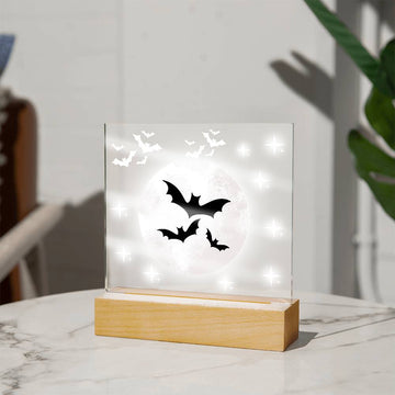 Bat Moon Halloween Decor | Acrylic Night Light