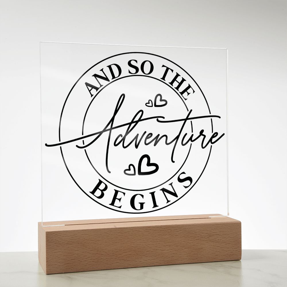 Adventure | Custom Sign | Acrylic Plaque with LED Base
