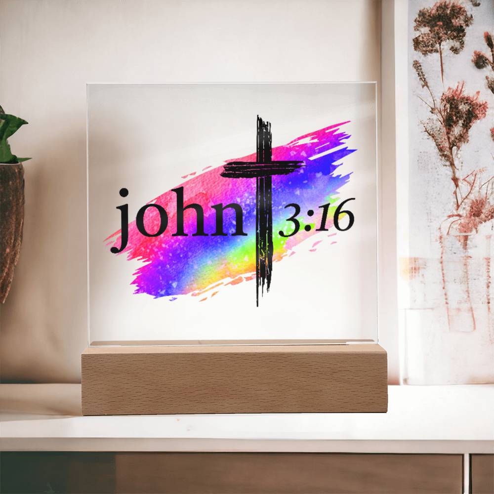 Printed Acrylic LED Night Light | John 3 16