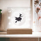 Halloween Decor | Acrylic Night Light | Bats Moon Witch on Broom