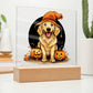 Funny Halloween Decor Indoor | Acrylic LED Night Light | Dog Pumpkin  Golden Retriever