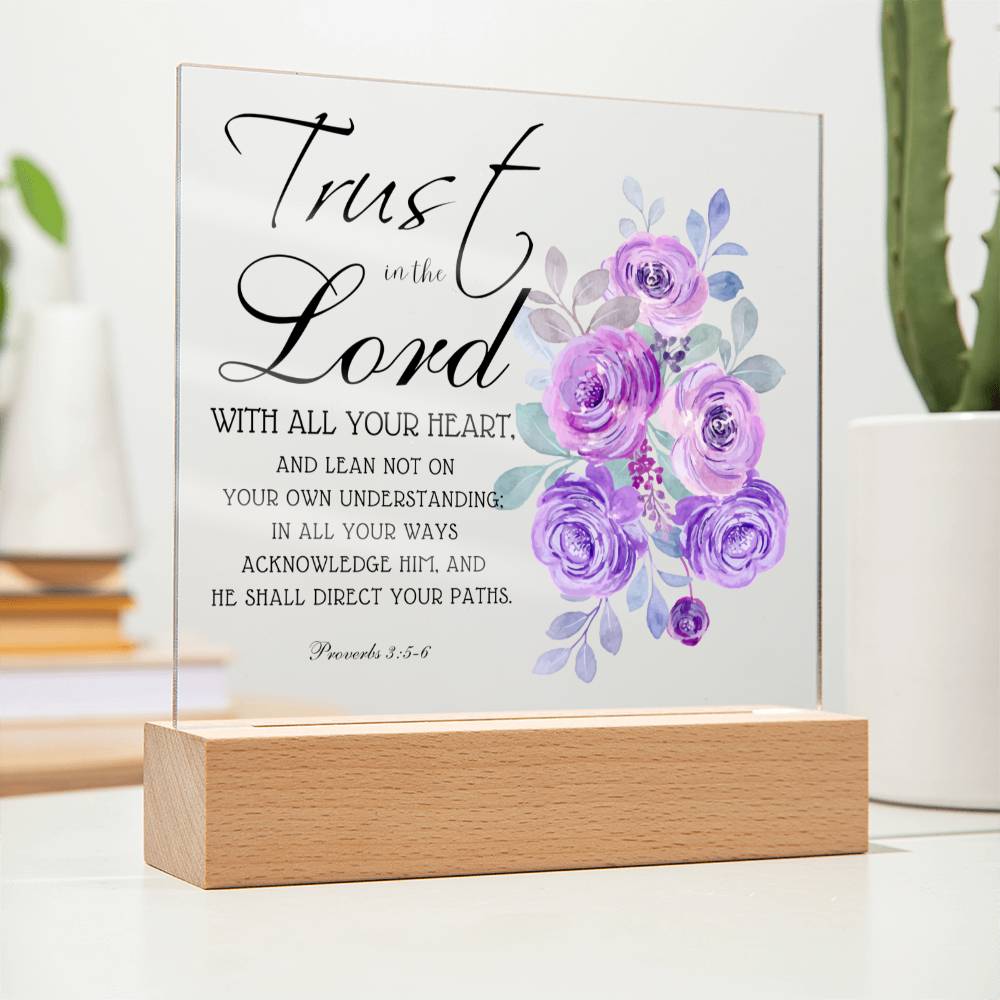 Printed Acrylic Plaque - Proverbs 3:5-6