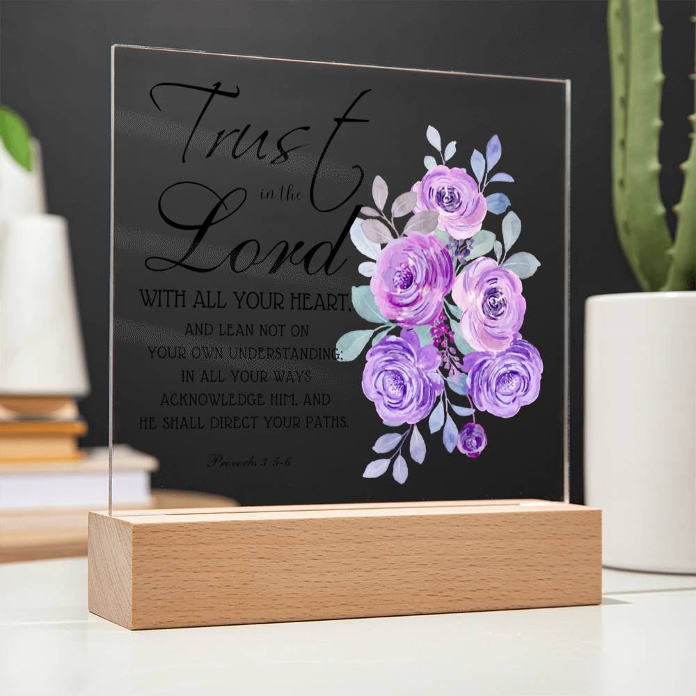 Printed Acrylic Plaque - Proverbs 3:5-6