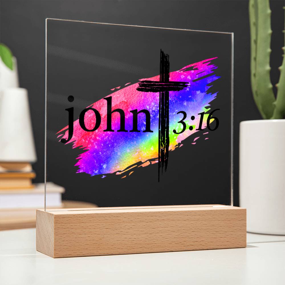 Printed Acrylic LED Night Light | John 3 16
