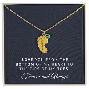 Personalized Baby Feet Necklace with Birthstone