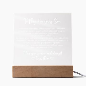 To My Amazing Son - Printed Acrylic - LED Base