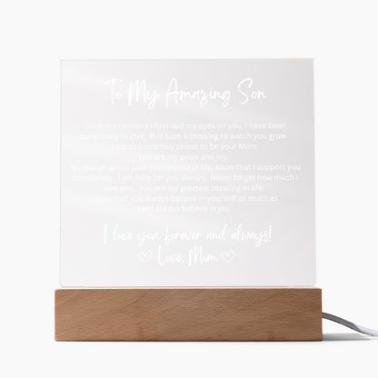To My Amazing Son - Printed Acrylic - LED Base