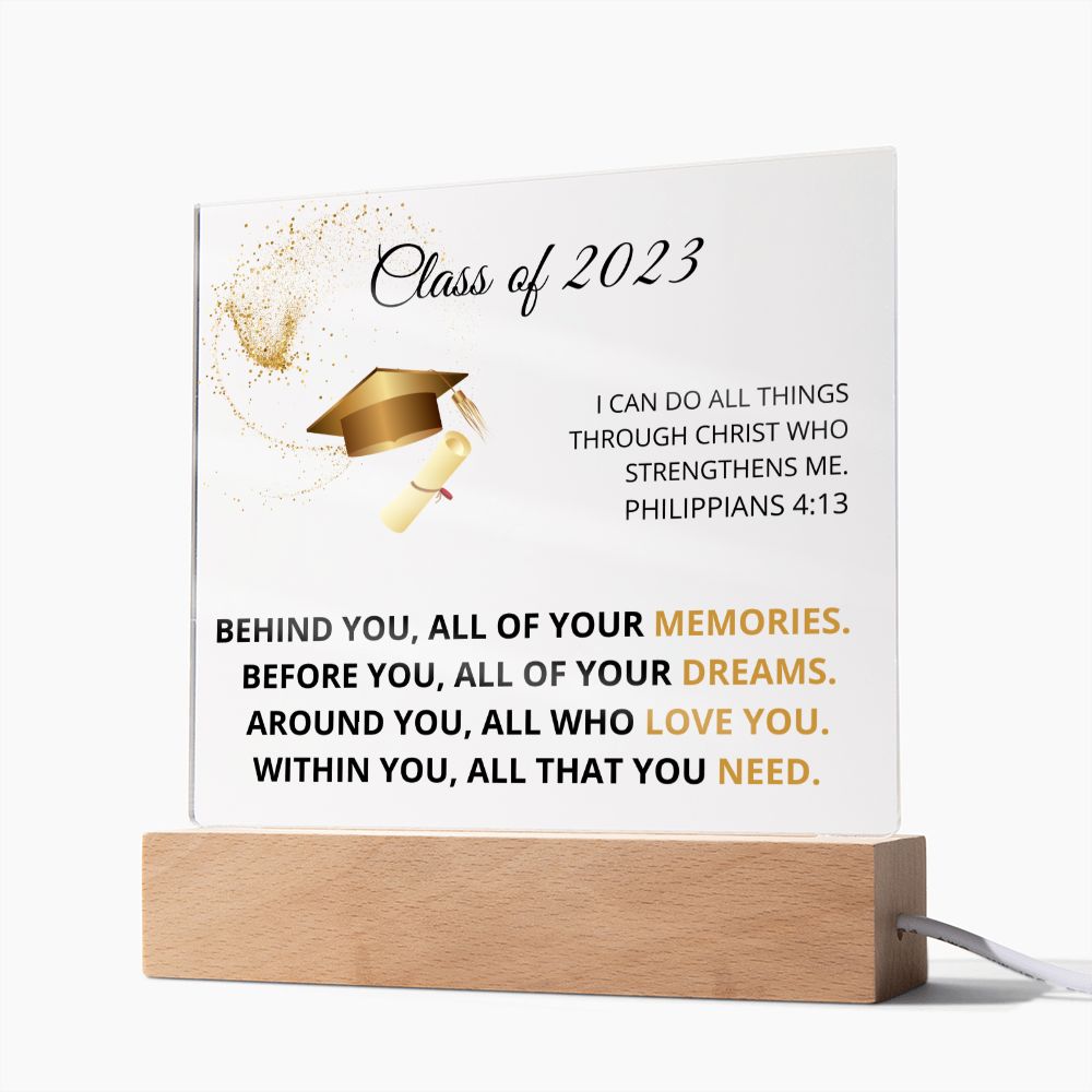 Class of 2023 | Acyrylic Plaque with LED Base | Graduation Gift for Her High School College