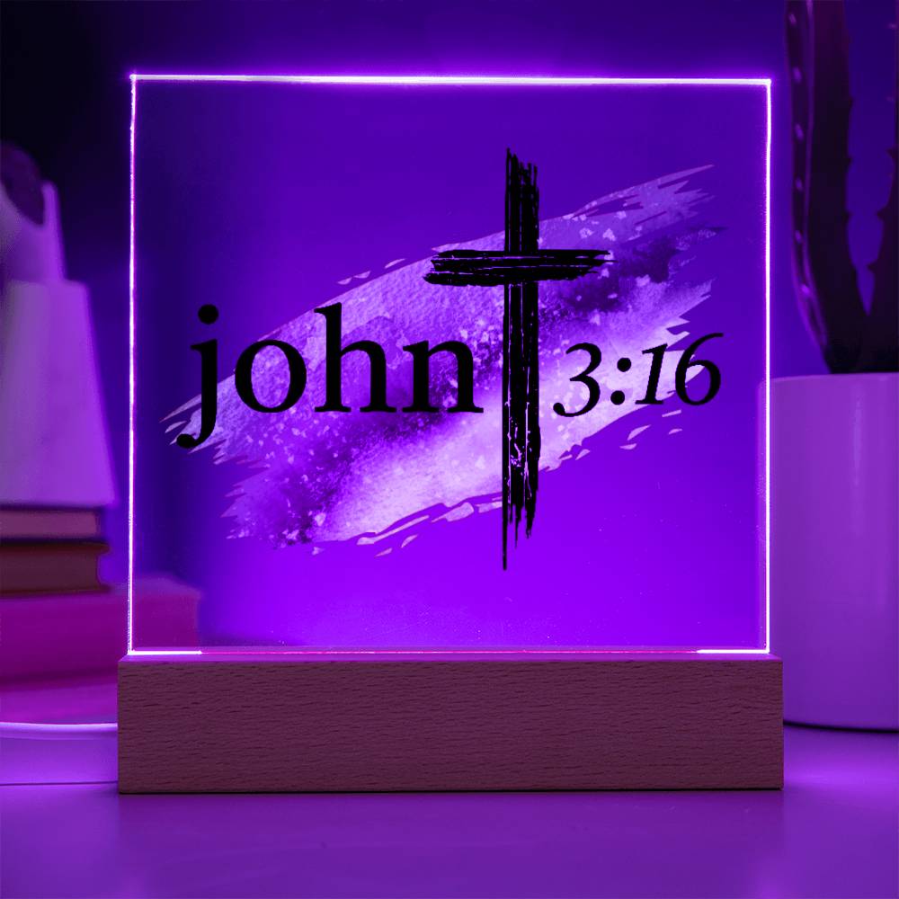 Printed Acrylic LED Night Light | John 3 16