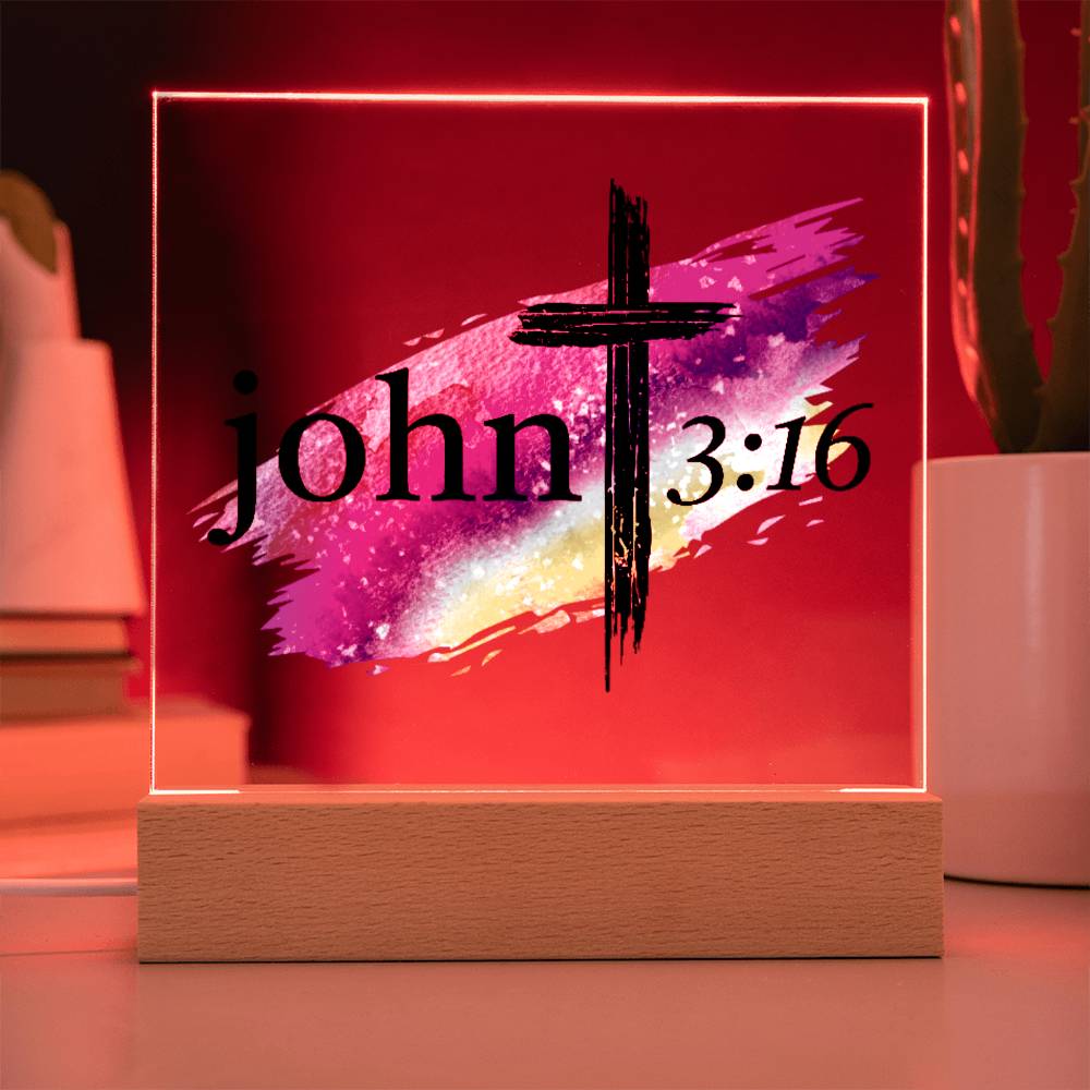 Printed Acrylic LED Night Light | John 3 16