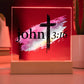 Printed Square Acrylic LED Night Light - John 3:16