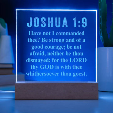 God is With You Joshua 1:9 - Engraved Acrylic Plaque - LED Night Light