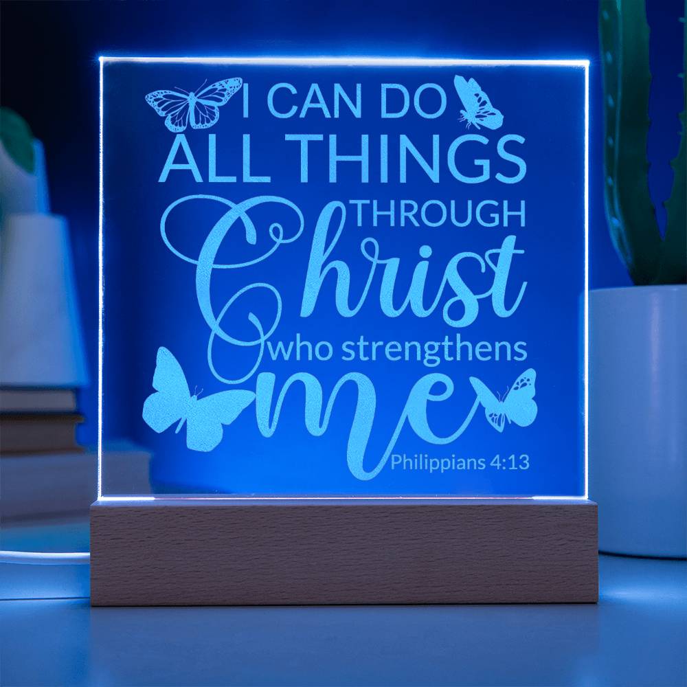 Engraved Acrylic LED Night Light - I Can Do All Things
