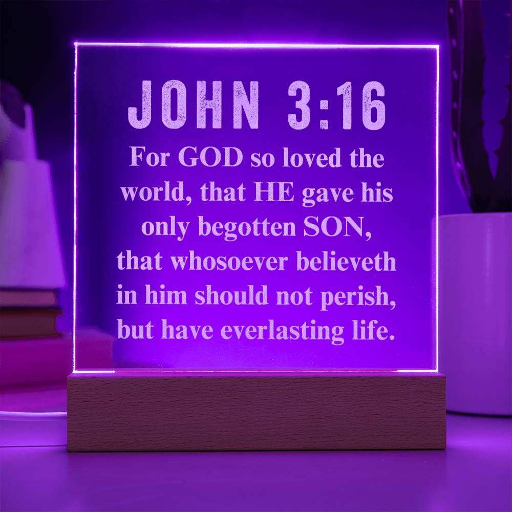 Engraved Acrylic Plaque - John 3:16