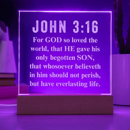 Engraved Acrylic Plaque - John 3:16