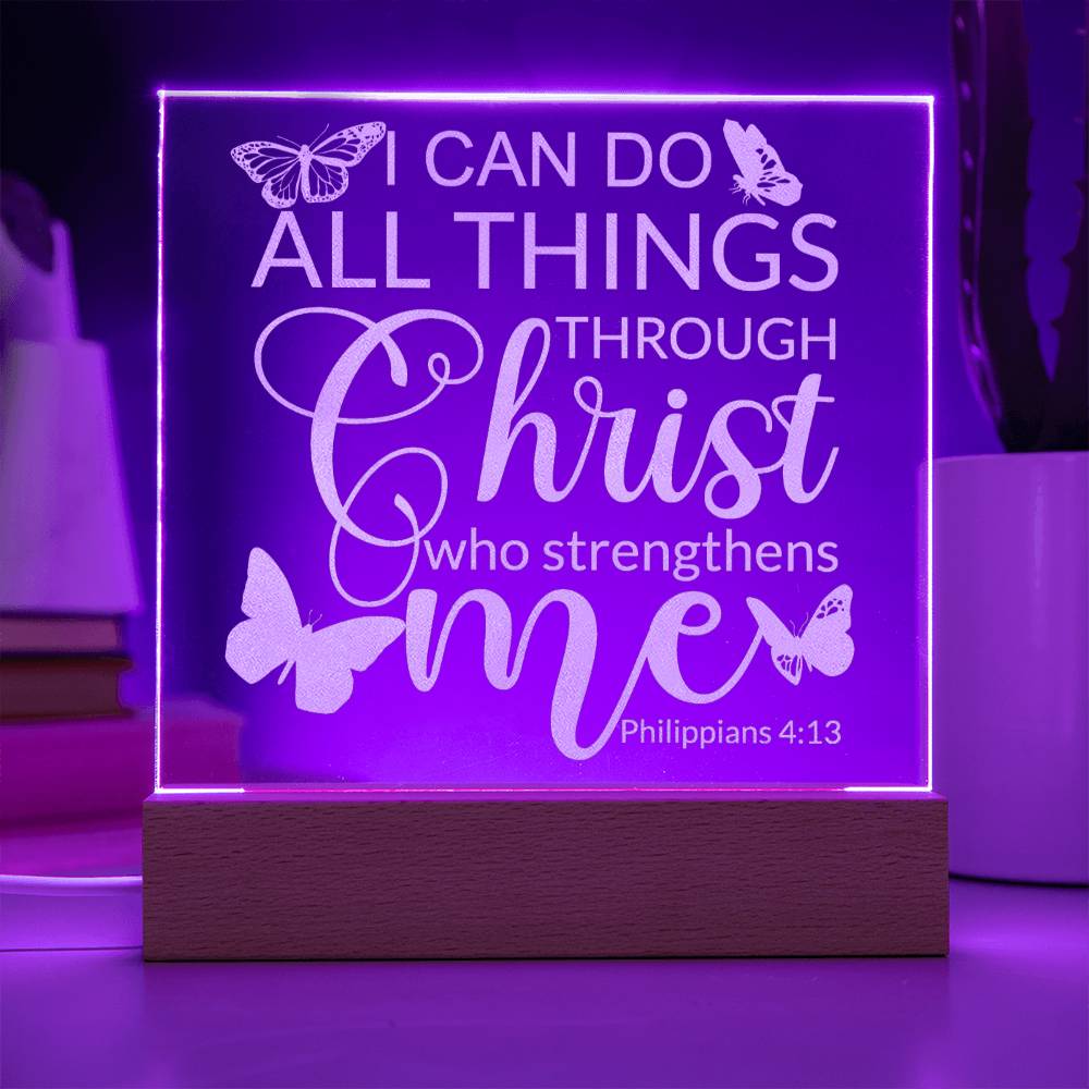 Engraved Acrylic LED Night Light - I Can Do All Things