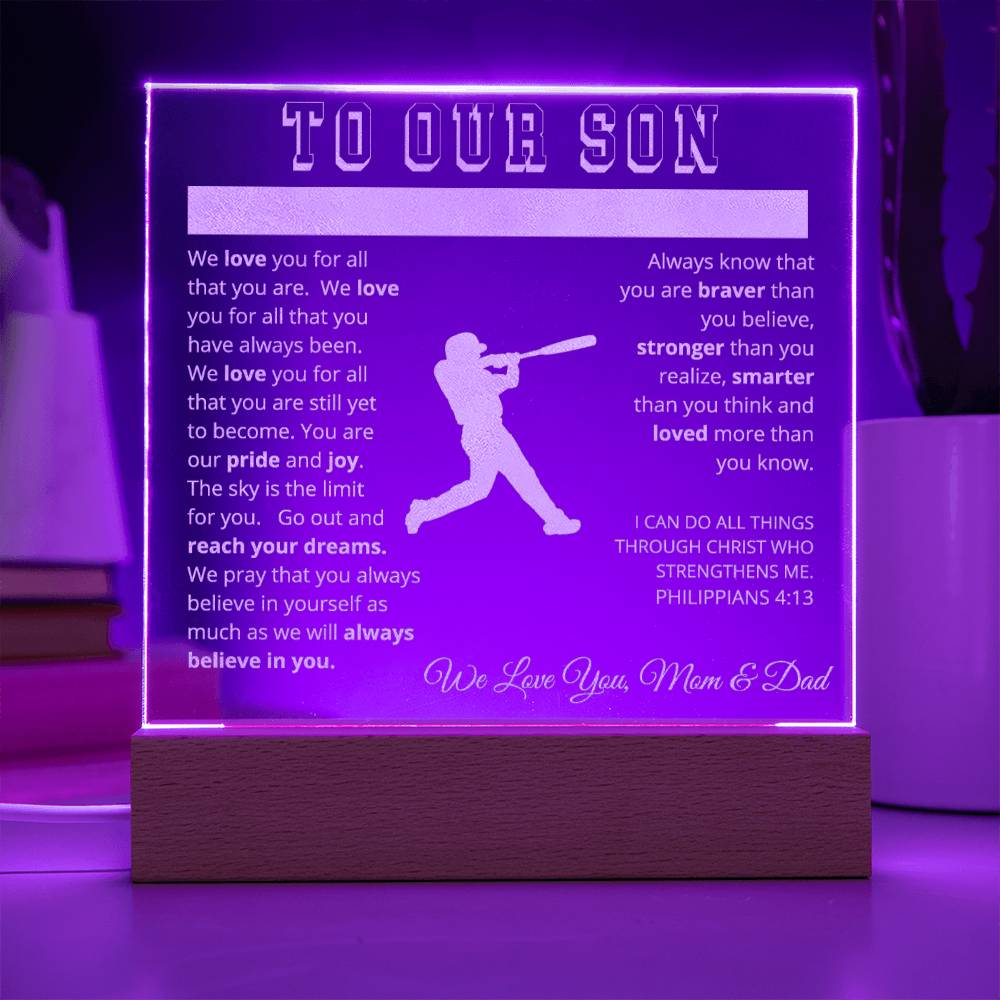 To Our Son - We Believe in You - Engraved Acrylic Plaque