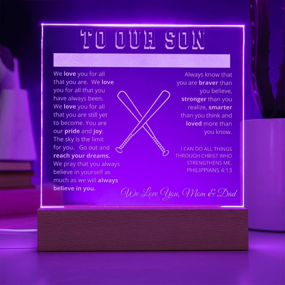 To Our Son - We Believe in You - Engraved Acrylic Plaque