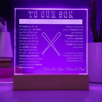 To Our Son - We Believe in You - Engraved Acrylic Plaque