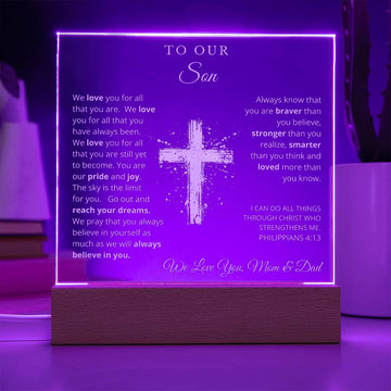 To Our Son - We Believe in You - Engraved Acrylic Plaque