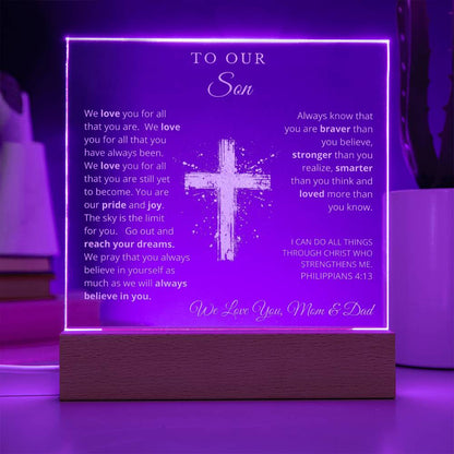 To Our Son - We Believe in You - Engraved Acrylic Plaque