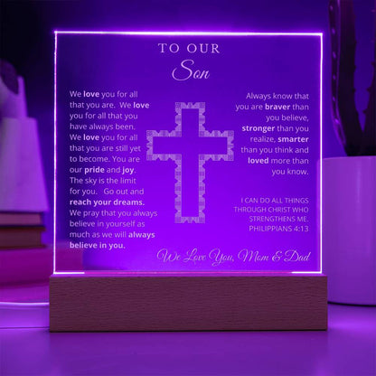 To Our Son - We Believe in You - Engraved Acrylic Plaque