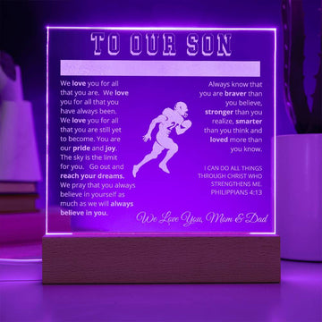 To Our Son - We Believe in You - Engraved Acrylic Plaque
