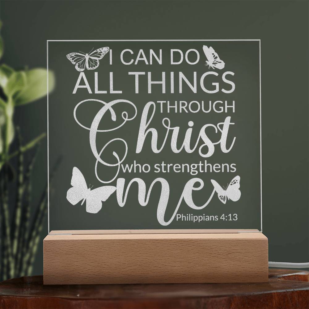 Engraved Acrylic LED Night Light - I Can Do All Things