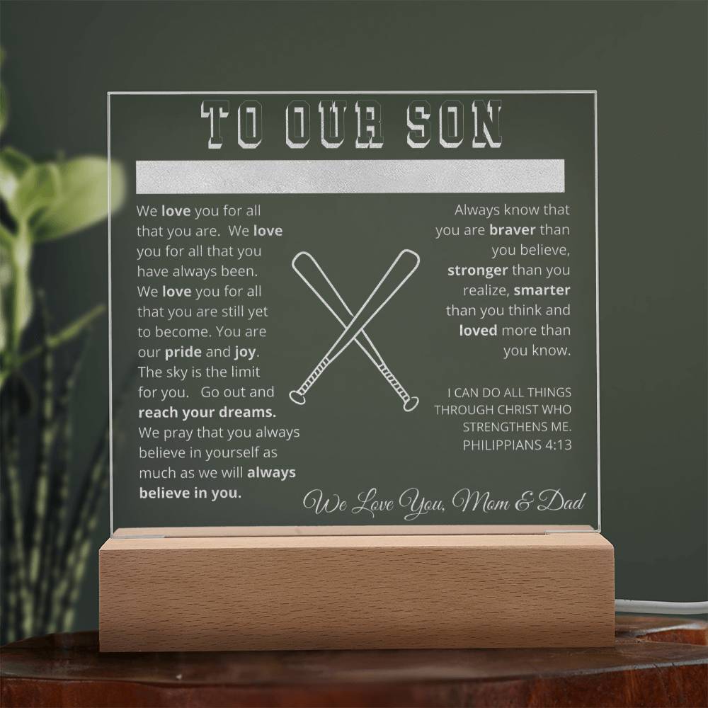 To Our Son - We Believe in You - Engraved Acrylic Plaque