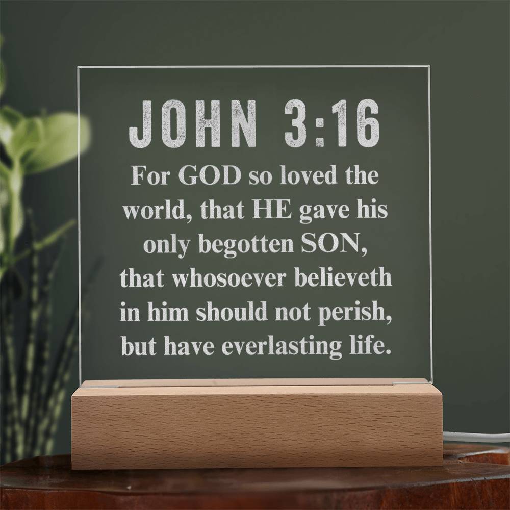Engraved Acrylic Plaque - John 3:16