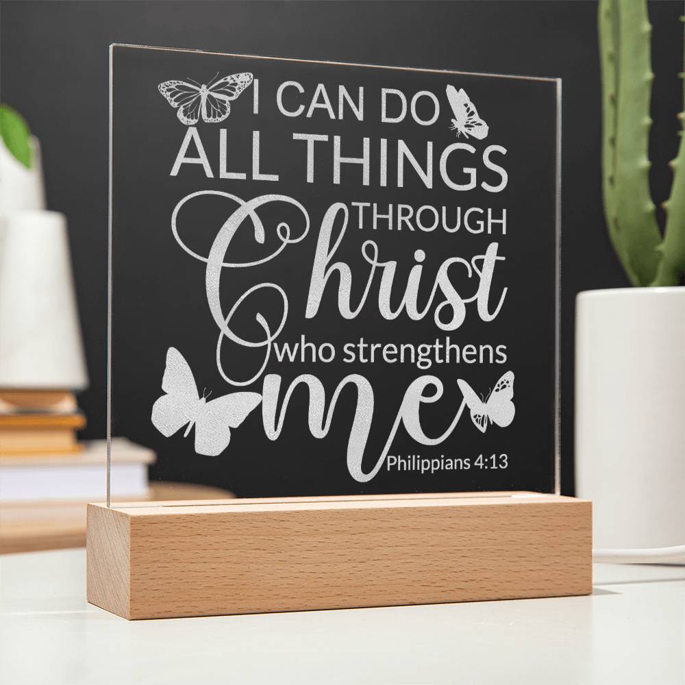 Engraved Acrylic LED Night Light - I Can Do All Things