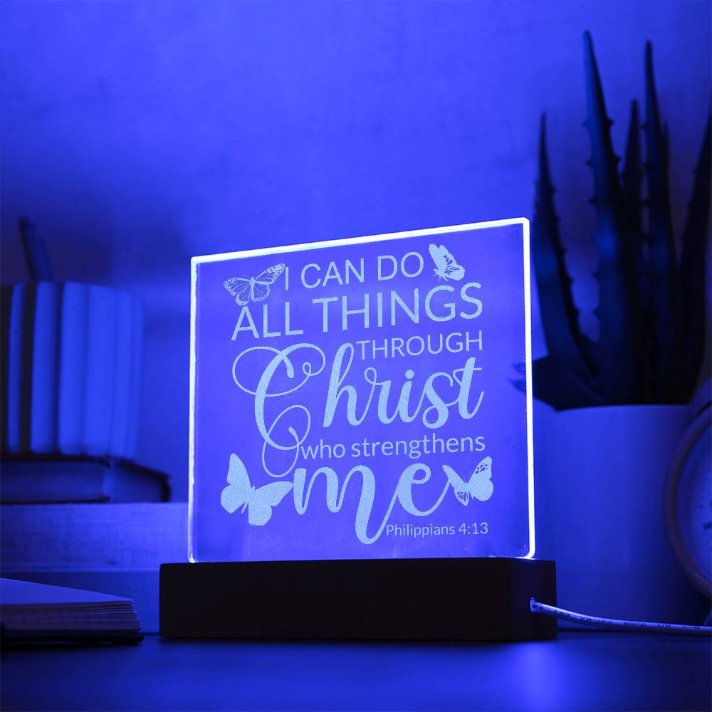 Engraved Acrylic LED Night Light - I Can Do All Things