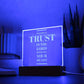 Trust in the Lord Proverbs 3:5 - Engraved Acylic Plaque - LED Night Light