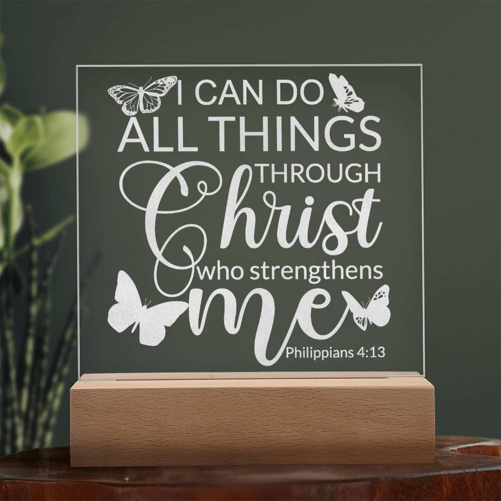 Engraved Acrylic LED Night Light - I Can Do All Things