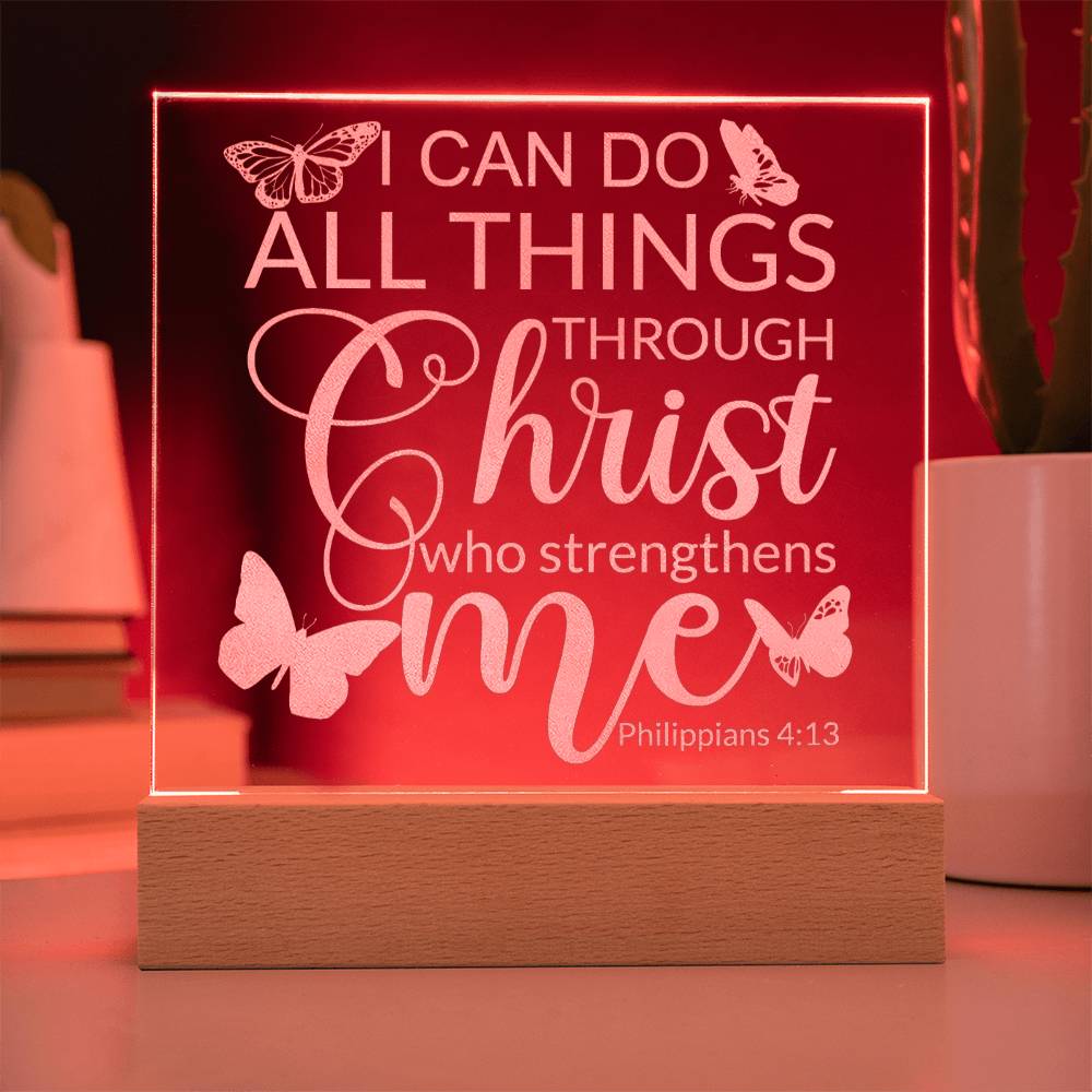 Engraved Acrylic LED Night Light - I Can Do All Things