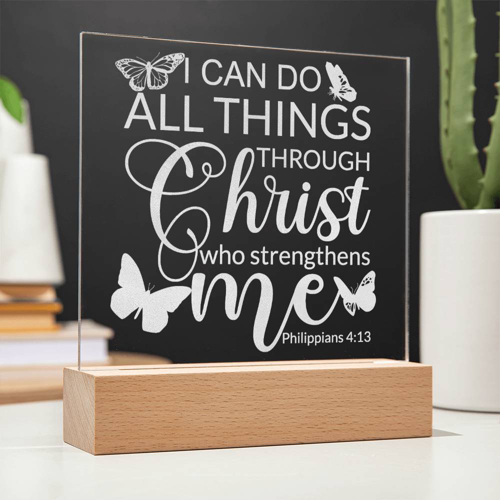 Engraved Acrylic LED Night Light - I Can Do All Things