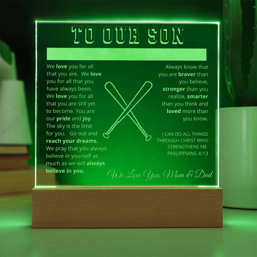 To Our Son - We Believe in You - Engraved Acrylic Plaque